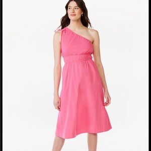 One-Shoulder Pink Midi Dress
